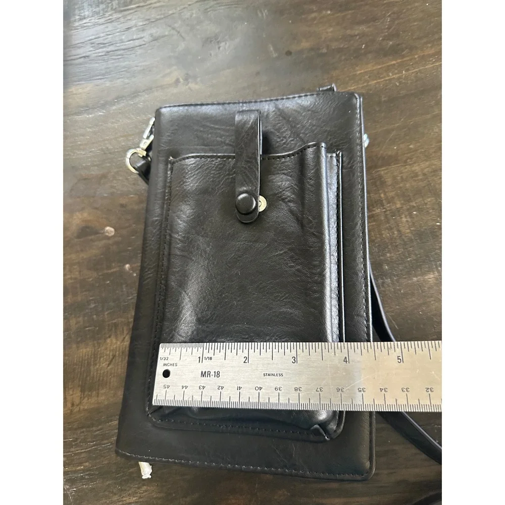 Espe Black Vegan Leather RFID Crossbody Phone Bag Wallet Purse NWOT